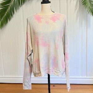 ELECTRIC & ROSE Time To Live Waffle Knit Tie Dye Pullover - M